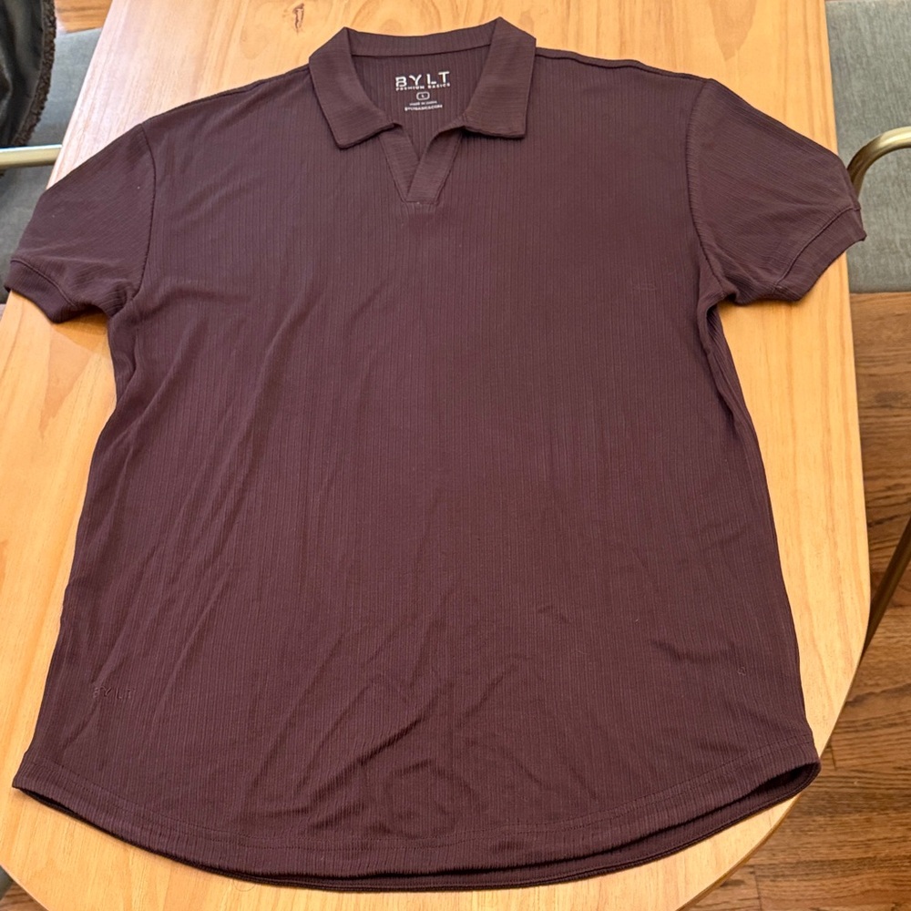BYLT Basics Ribbed Polo Shirt - Plum